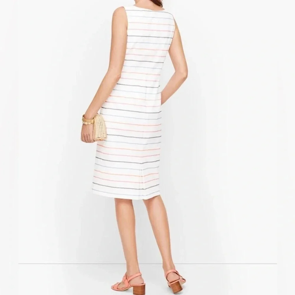 Talbots Biscay Sheath Dress Stripe White Pink Blue Women’s Size 8 NWT - Picture 2 of 8